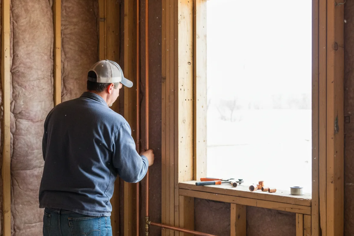 Licensed plumber running new copper supply lines in a Old Monroe home