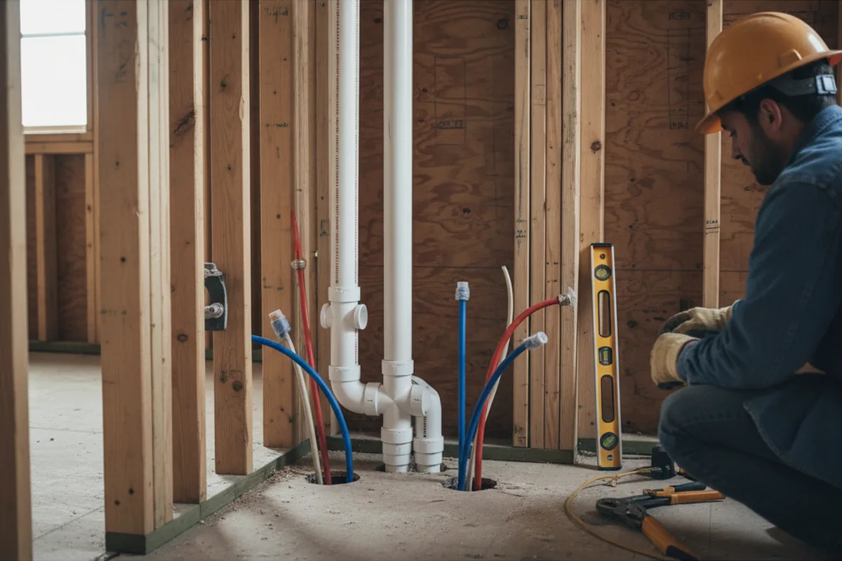 Drain and supply rough-in during Leak Detection in Old Monroe
